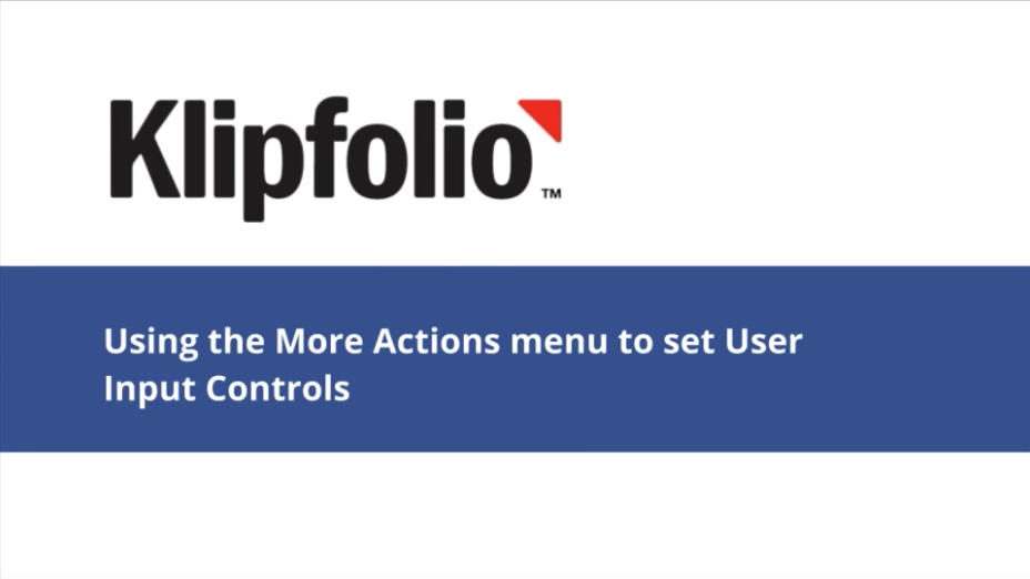 Videos - Setting User Input Controls