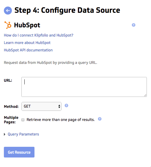 Custom HubSpot Reports configure data source