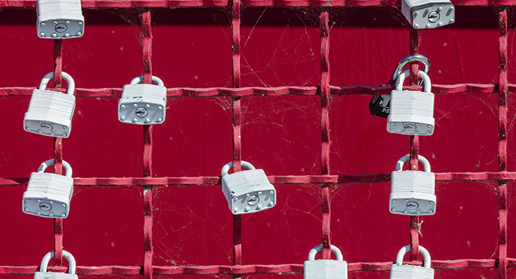 Unlocking the power of employee engagement - locks on a red grid